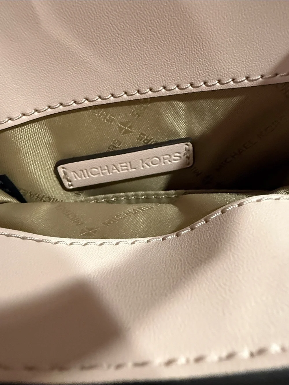 NWT Michael Kors Mercer Cream Monogram Mini Tote with Powdered Blush Trim